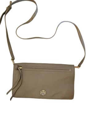 Tory Burch Gray Crossbody Leather Wallet